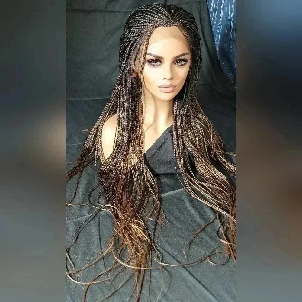 Braided wigs 100% handmade, long wig , ombre wig, box braids with cornro… - Picture 12 of 16